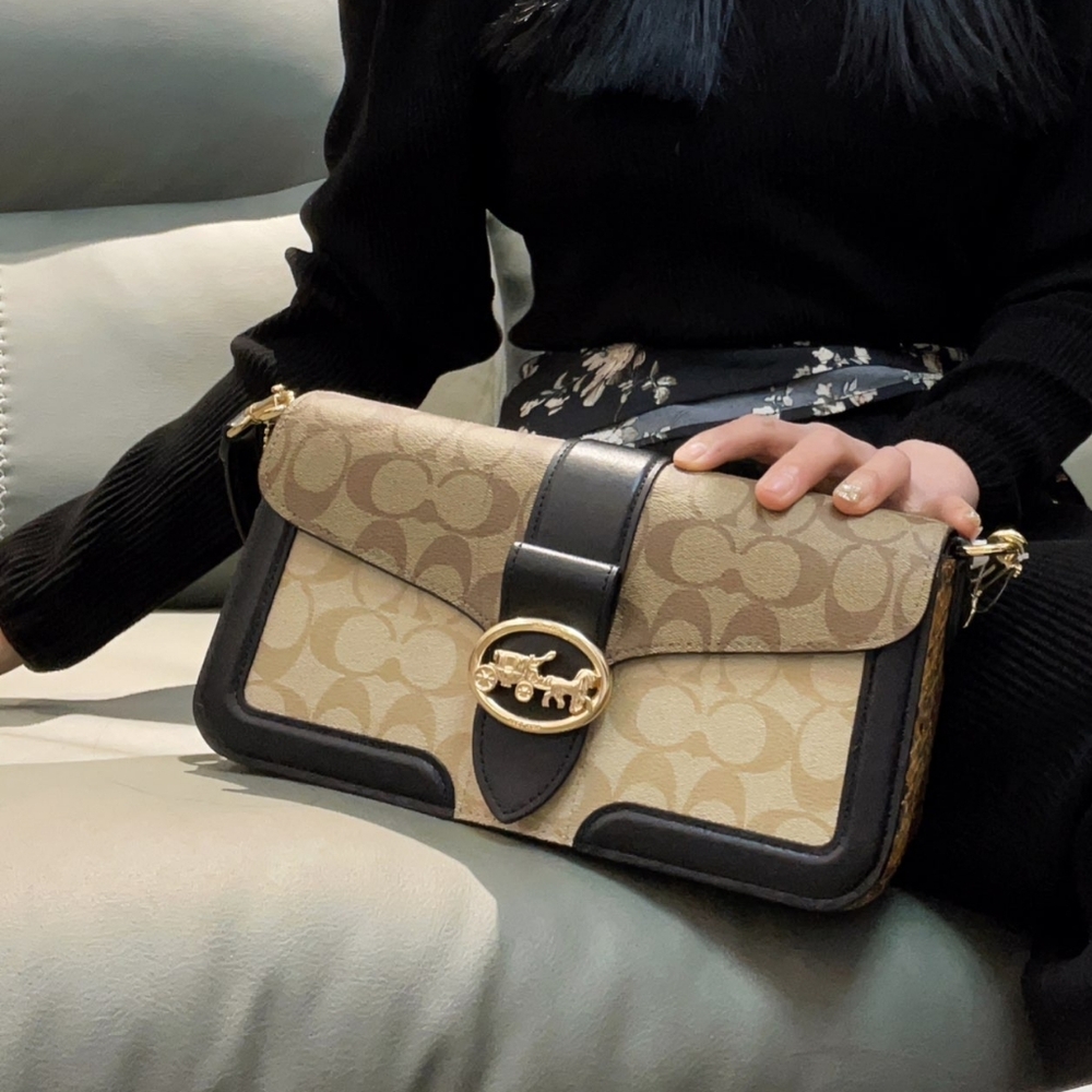 BRAND NEW Coach Georgie Shoulder Bag in Blocked Signature Canvas RARE